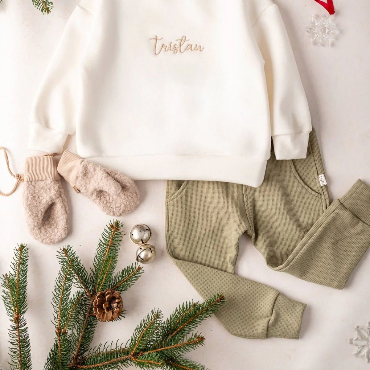 Children's waffle pants MONOCROME - Olive green