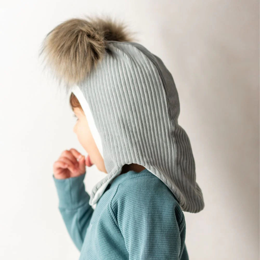 Children's Balaclava Hat - Mint + POM POM