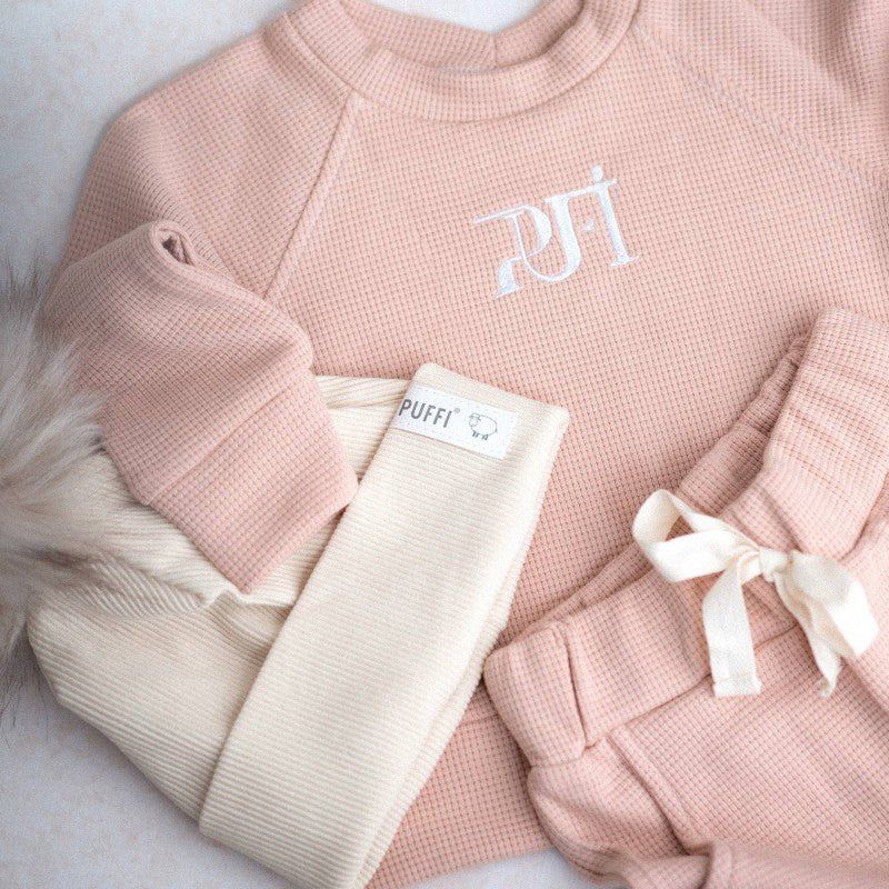 Children's Waffle Sweatshirt MONOCROME - Powder Pink