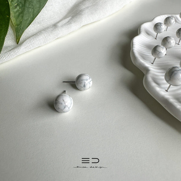 bulb uhani | marble srebrne bleščice