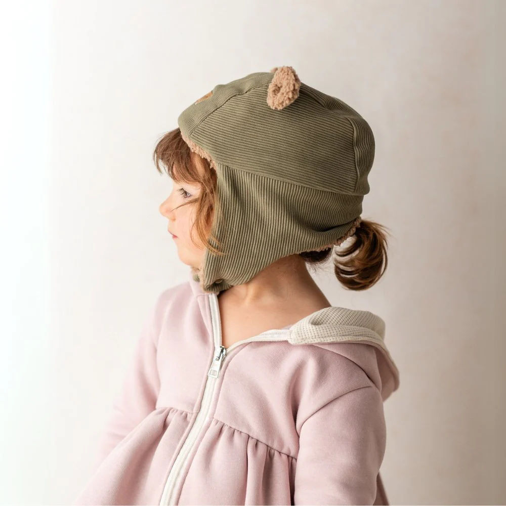 Children's Bonnet - Green with ears