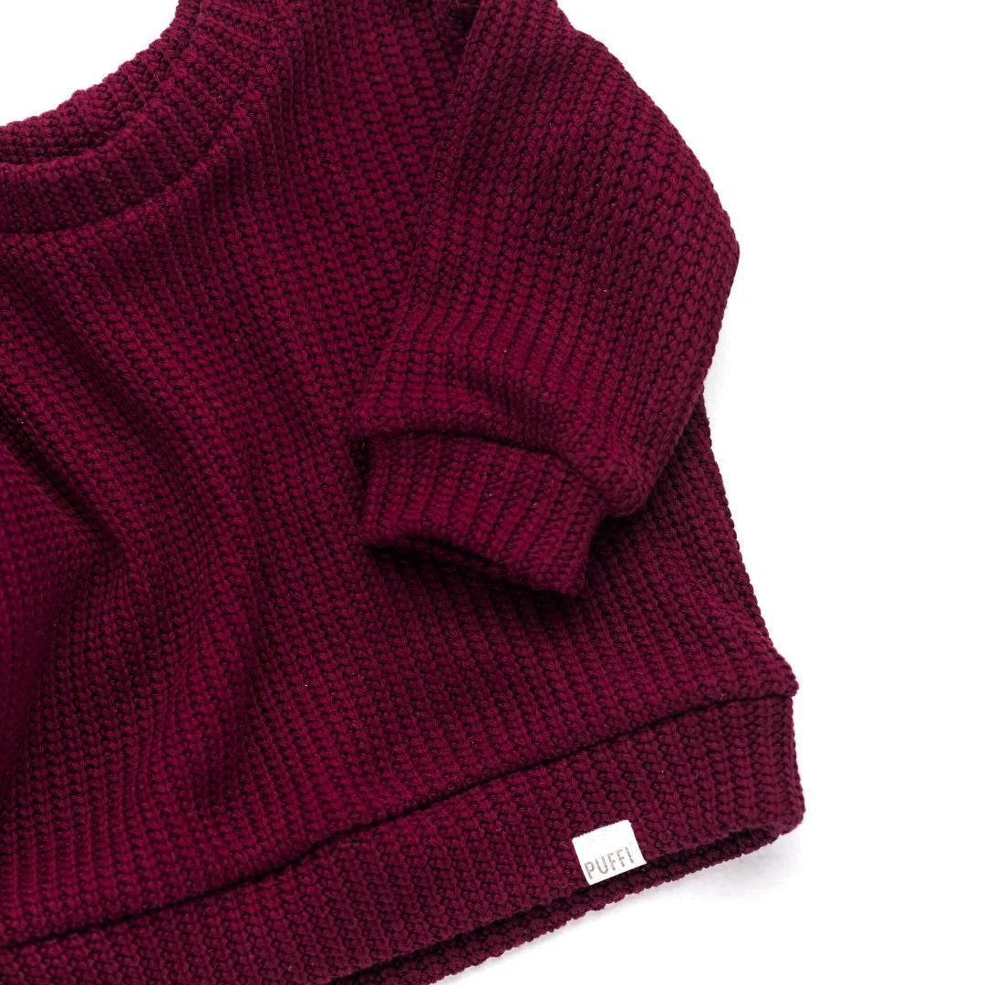 Adult Oversized Jumper - Cable Knit Bordeaux